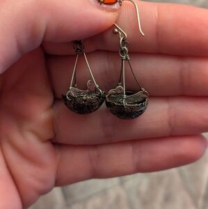 Birds nest earrings